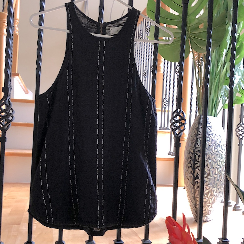 Lou & Grey Racerback High Neck Zip Detail Tank Top Black Womens - Picture 3 of 11